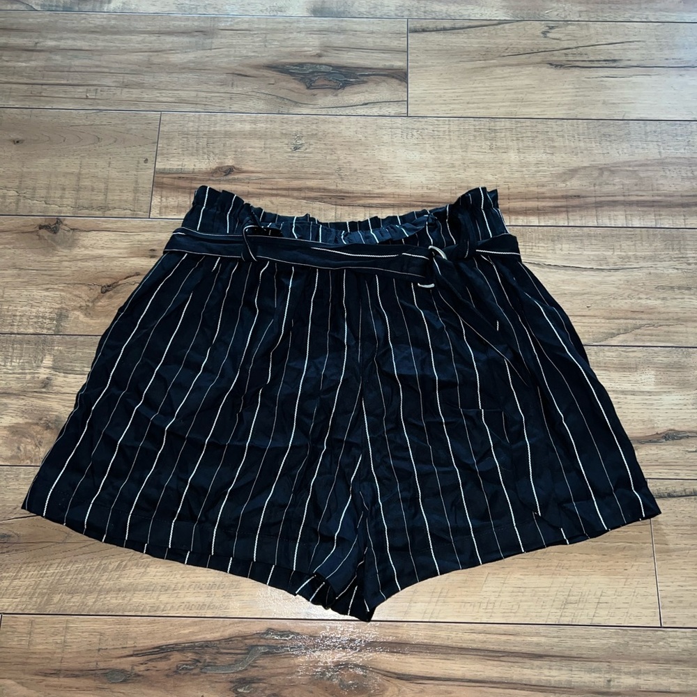 striped paper bag shorts
